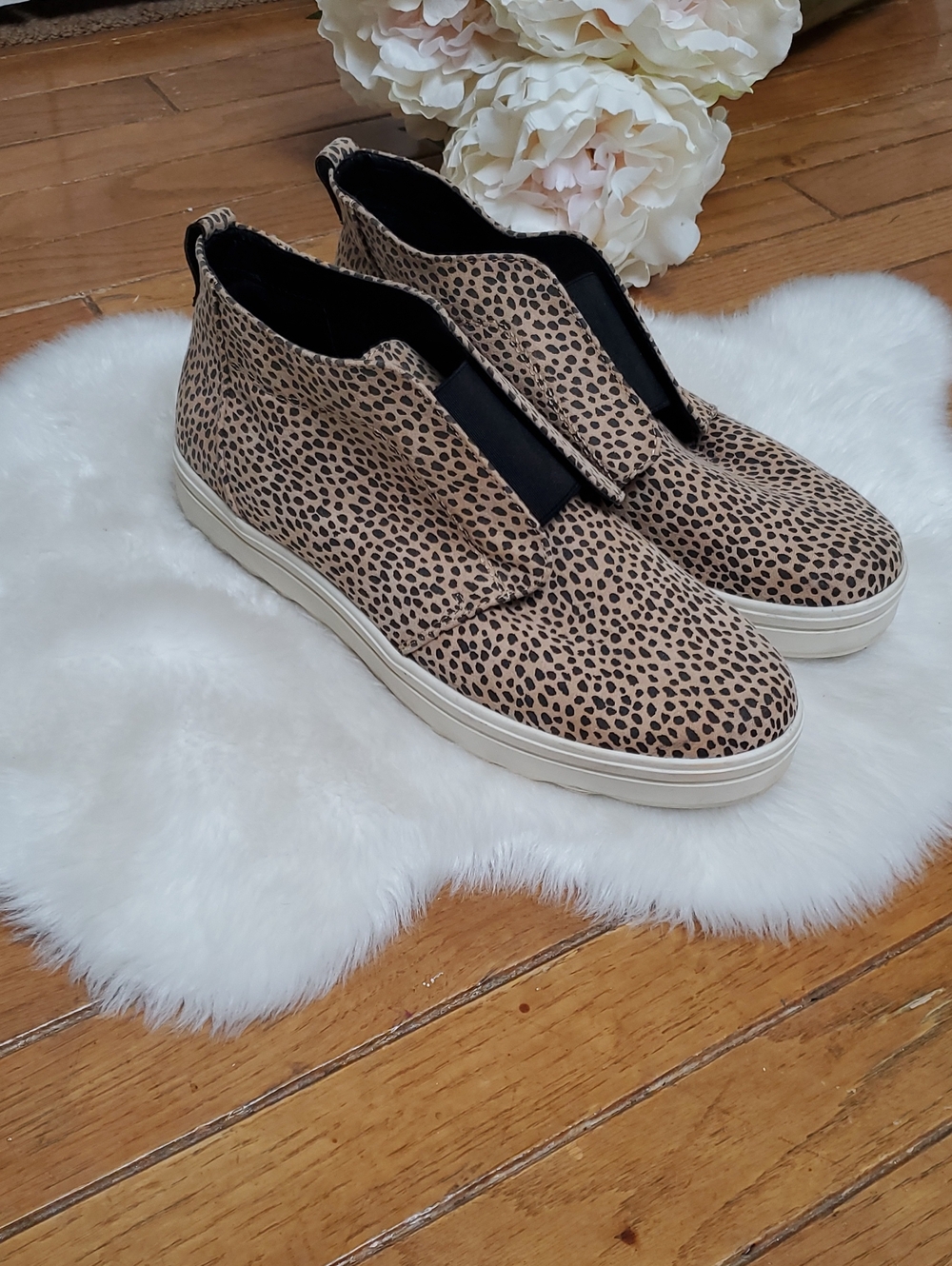 Universal Thread Leopard-Print Slip-On High Tops in Tan and Black